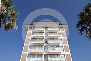 Hotel with palm trees