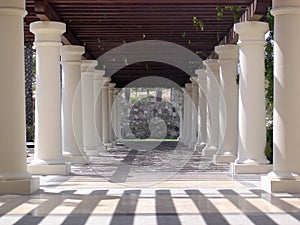 Hotel pillars and walkway