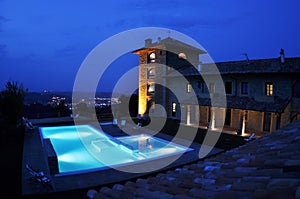 Hotel pool at night