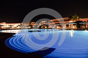 Hotel pool at night