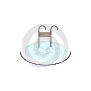 Hotel, Pool, Swimming, Service  Flat Color Icon. Vector icon banner Template
