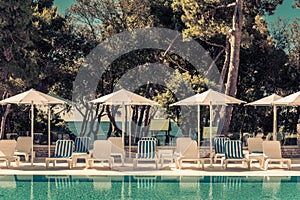 Hotel Poolside Chairs with Sea view