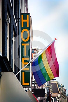 Hotel with The Rainbow Flag