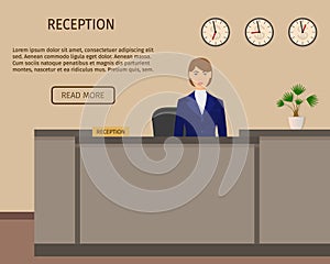 Hotel reception desk business office concept. reception service.