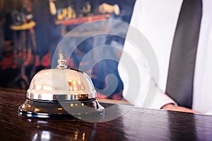 Hotel reception service bell with concierge