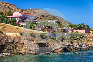 Hotel at resort Panormos, Crete island