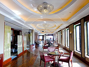 The hotel restaurant hall