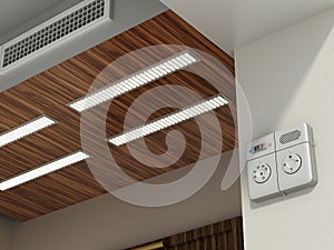 Hotel room air conditioning adjustment panel. 3D illustration