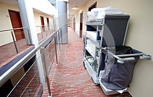 Hotel room cleaning trolley