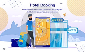 Hotel Room, Flight Tickets Booking Vector Banner