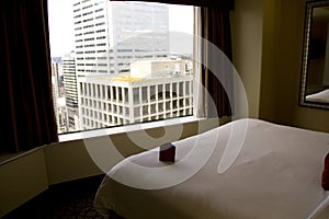 Hotel room with great city views photo