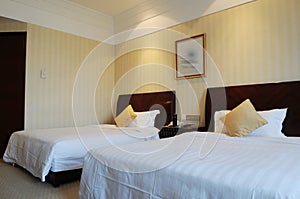 Hotel room with king size bed