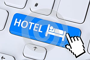 Hotel room online internet booking computer