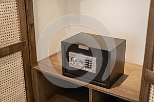 A hotel room safe for storing personal valuables