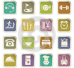 hotel room service icon set