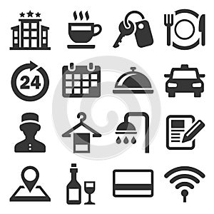 Hotel Room Service Related Icon Set. Vector