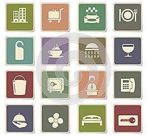 hotel room services icon set