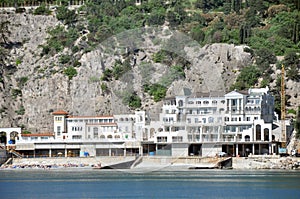 hotel by the sea houses hotels and motels near coast of black in ukraine photo was taken boat into during boat ride