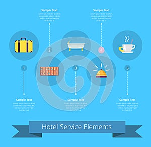 Hotel Service Elements Icons Vector Illustration