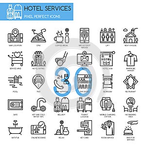 Hotel Service , thin line icons set