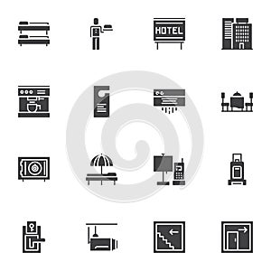 Hotel service vector icons set