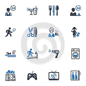 Hotel Services and Facilities Icons, Set 2 - Blue