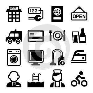 Hotel and Services Icons Set. Vector