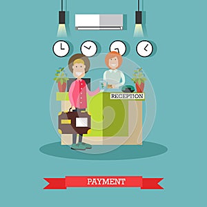 Hotel services payment concept vector illustration in flat style