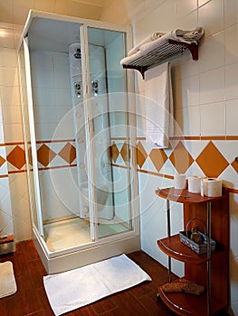 Hotel shower and bathroom