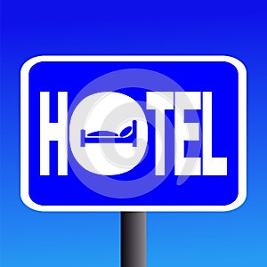 Hotel sign with bed symbol