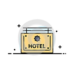 Hotel, Sign, Board, Direction Business Logo Template. Flat Color