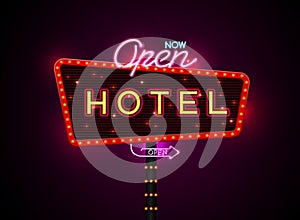 Hotel sign buib and neon