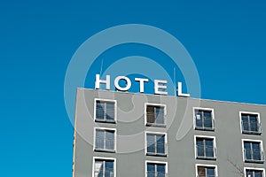 Hotel sign on Hotel building