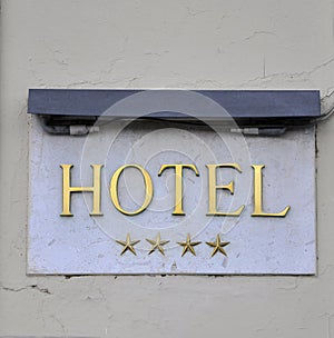 Hotel sign: four star hotel in Italy