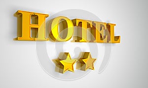 Hotel sign gold on white 2 stars