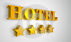 Hotel sign gold on white 4 stars