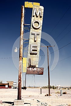 Hotel sign ruin along historic Route 66