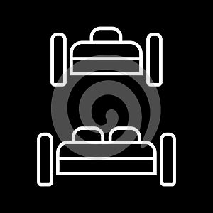 Hotel single and double room vector icon.