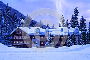 Hotel in snow