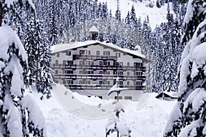 Hotel in snow horizontal