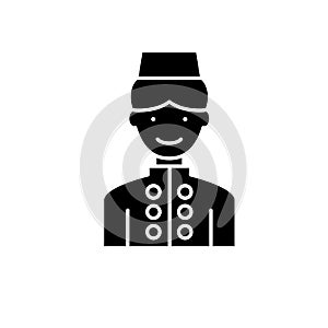 Hotel staff black icon, vector sign on isolated background. Hotel staff concept symbol, illustration