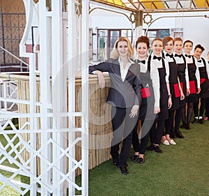 hotel staff standing in the corridor of a modern hotel