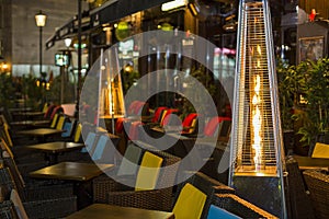 Hotel outside terrace heated with gas heaters