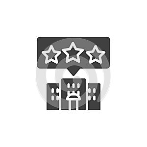 Hotel with three stars vector icon