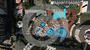 Hotel for vacationers in the south with swimming pools.
