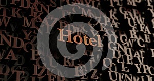 Hotel - Wooden 3D rendered letters/message