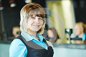 Hotel worker on reception