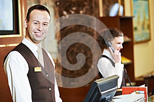 Hotel worker on reception