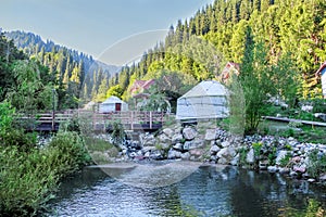 Hotel yurts in the mountains