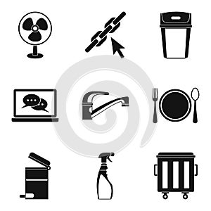 Hotelier icons set, simple style